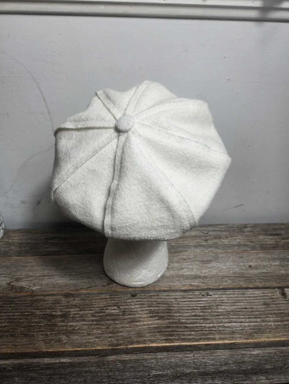 Nine West Ivory Quilted Lined Newsboy Hat Cap